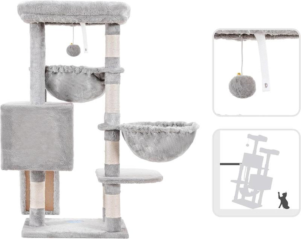 Deluxe Cat Tree Tower - Cozy Condo with Padded Bed, Hammocks & Sisal Scratching Posts for Indoor Cats