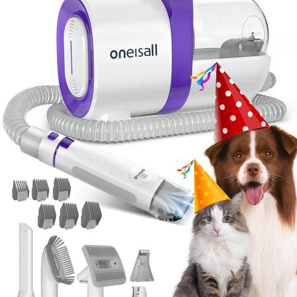 Oneisall 7-in-1 Ultra Silent Pet Grooming Kit & Vacuum - 1.5L Dog Vacuum Brush for Shedding and Grooming