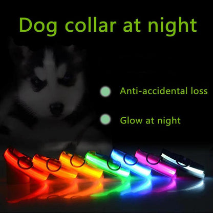 GlowSafe LED Adjustable Dog Collar - Waterproof Blinking Light for Pet Safety