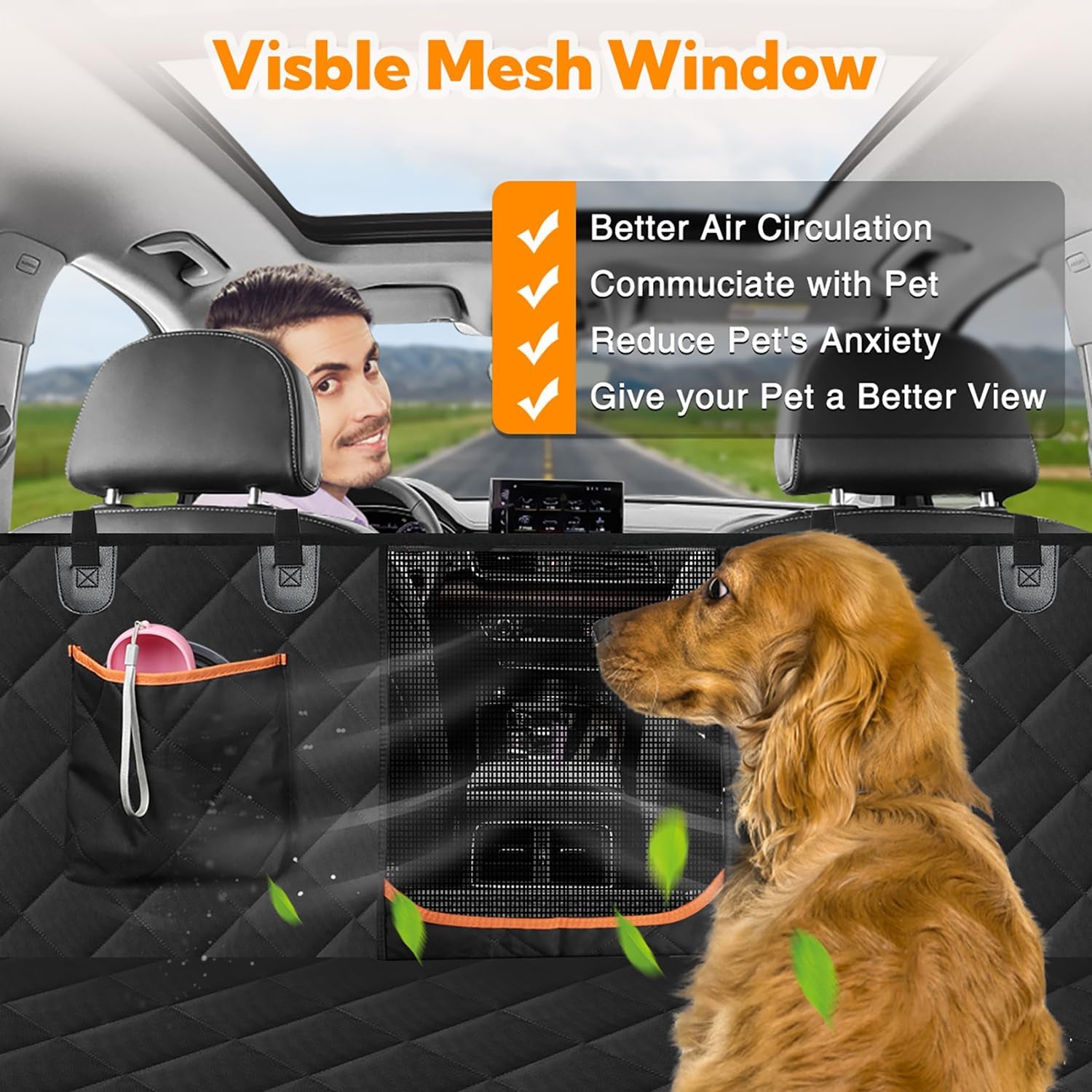 Premium Waterproof Dog Car Seat Cover - Heavy Duty Hammock with Mesh Window & Non-Slip Protection for Cars, Trucks, and SUVs