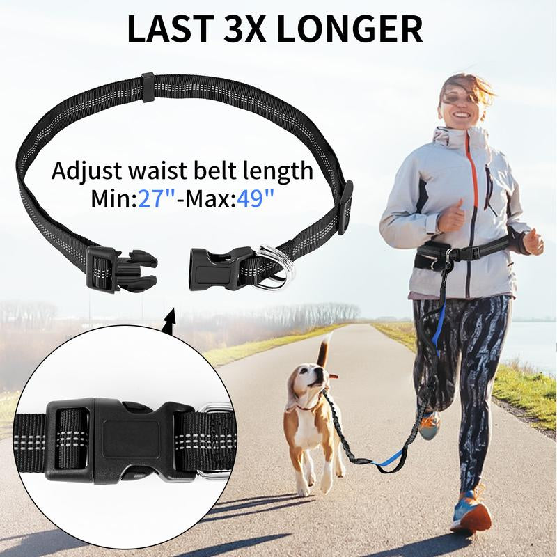 Petstars Hands-Free Dog Leash with Zipper Pouch - Adjustable Bungee Waist Belt & Dual Padded Handles for Medium to Large Dogs (Up to 120 lbs) - Perfect for Walking, Jogging & Running