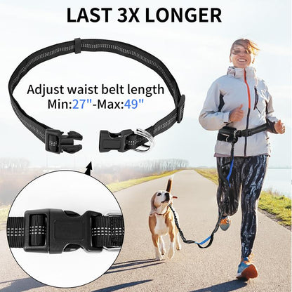 Petstars Hands-Free Dog Leash with Zipper Pouch - Adjustable Bungee Waist Belt & Dual Padded Handles for Medium to Large Dogs (Up to 120 lbs) - Perfect for Walking, Jogging & Running