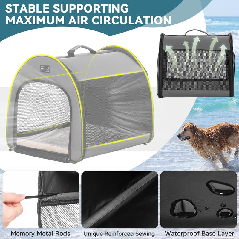 Escape-Proof Portable Dog Crate - Collapsible Soft-Sided Kennel with Arch Design