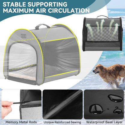 Escape-Proof Portable Dog Crate - Collapsible Soft-Sided Kennel with Arch Design