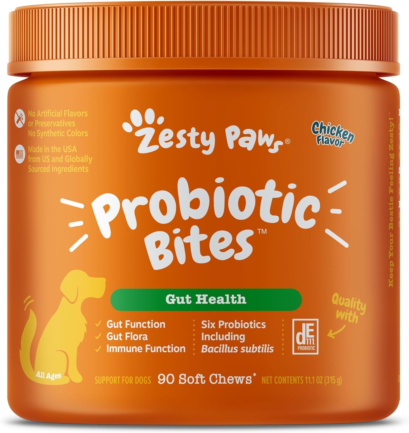 Probiotics for Dogs - Soft Chews with Digestive Enzymes for Optimal Gut Health & Immune Support - Clinically Studied DE111 - Delicious Chicken Flavor