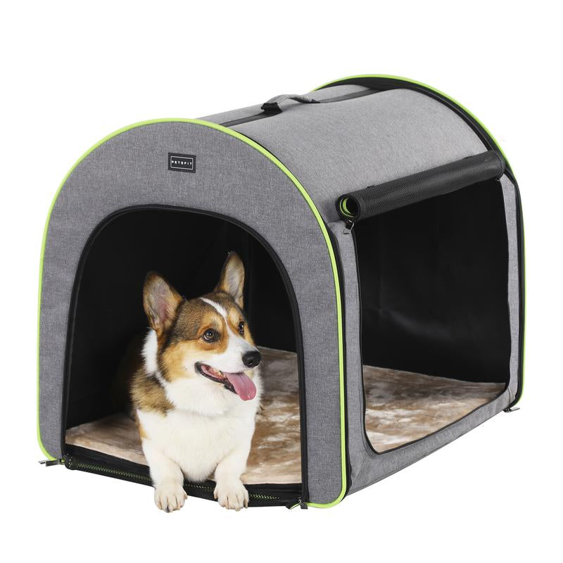 Escape-Proof Portable Dog Crate - Collapsible Soft-Sided Kennel with Arch Design