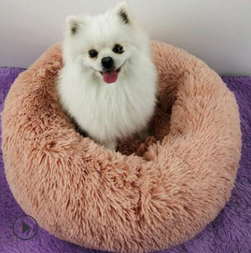 Cozy Round Plush Dog Bed for Small Dogs - Perfect Cat Litter Kennel & Puppy Nest Mat