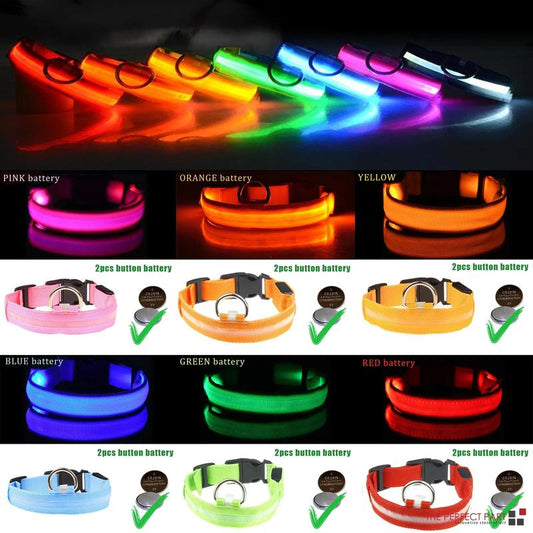 GlowSafe LED Adjustable Dog Collar - Waterproof Blinking Light for Pet Safety