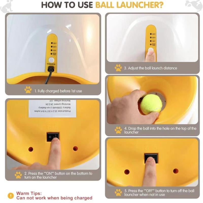 Ultimate Automatic Dog Ball Launcher - Interactive Toy with 3 Launching Distances & 3 Mini Tennis Balls for Small & Medium Dogs - Perfect for Indoor & Outdoor Fun!