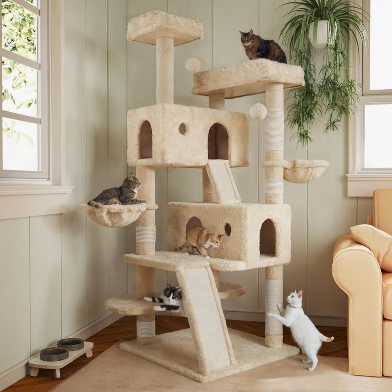 MUTICOR 68" Cat Tree Tower - Ultimate Condo & Scratch Post for Kittens and Big Cats with Plush Toys and Balls