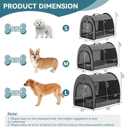 Escape-Proof Portable Dog Crate - Collapsible Soft-Sided Kennel with Arch Design