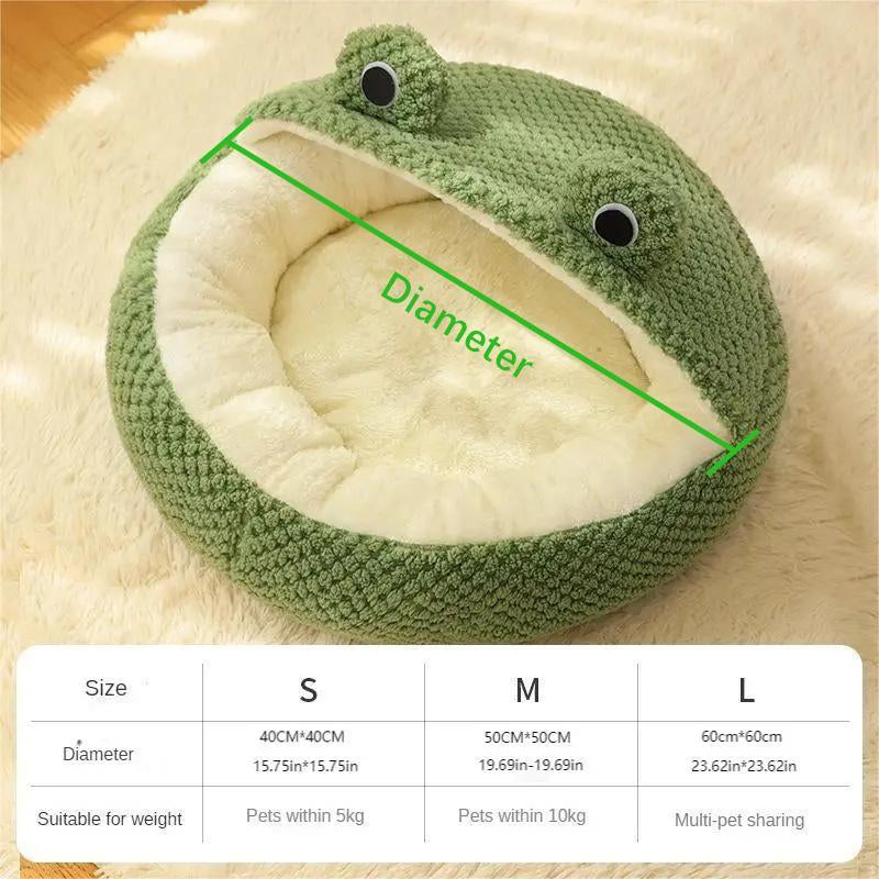 Adorable Frog Plush Pet Bed - Cozy Nest for Dogs & Cats of All Sizes