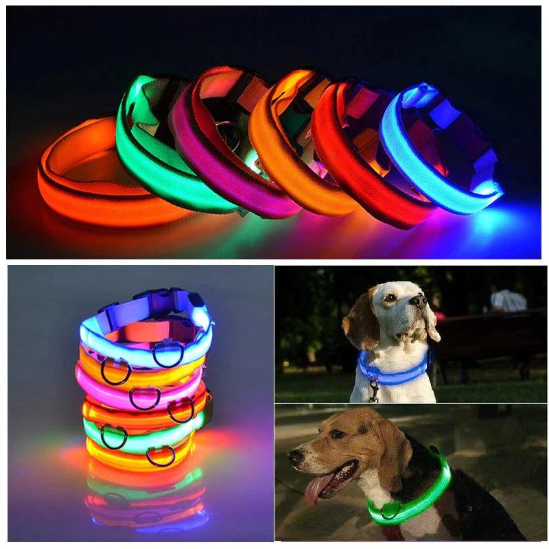 GlowSafe LED Adjustable Dog Collar - Waterproof Blinking Light for Pet Safety