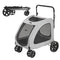 VEVOR 4-Wheel Pet Stroller for Medium & Large Dogs - Heavy-Duty, Breathable Mesh, Adjustable Height, 160Lbs Capacity, Dark Grey