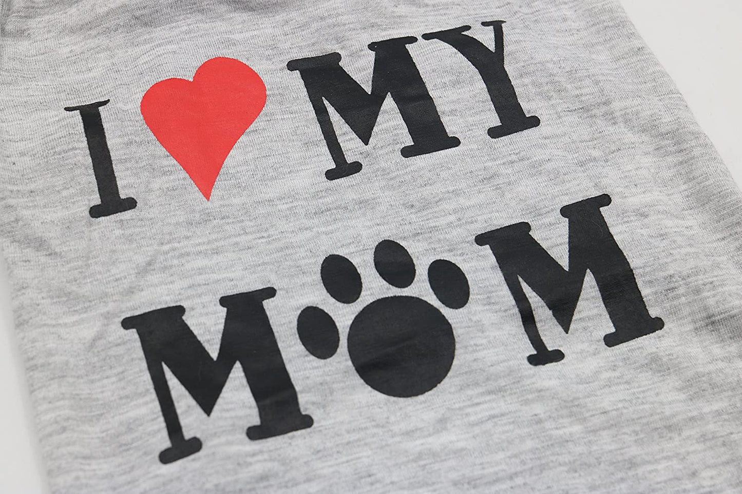 Adorable "I Love My Mom" Dog T-Shirt for Small Dogs - Grey Puppy Shirt