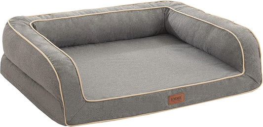 Deluxe Orthopedic Dog Sofa Bed with Egg Foam Mattress & Washable Linen Cover - Perfect for Small, Medium & Large Dogs (Grey, Small)