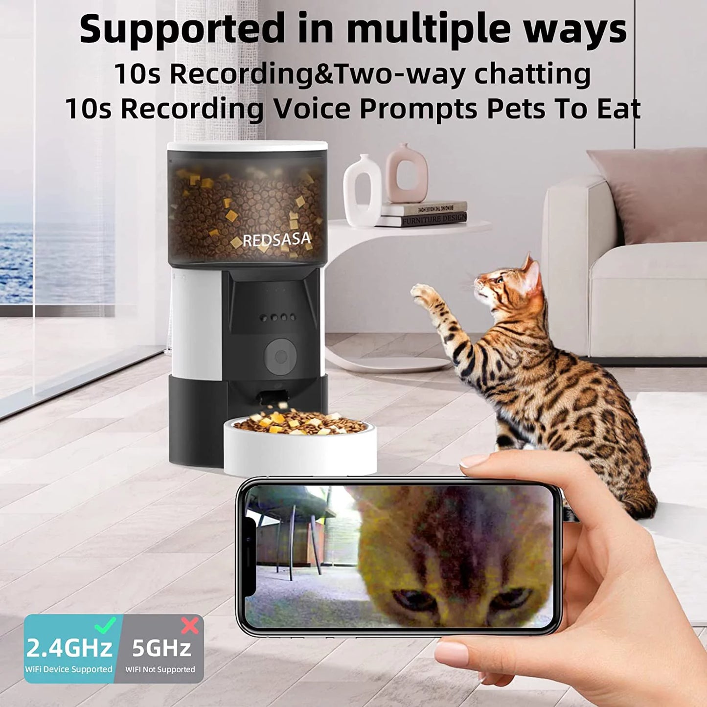 Smart 3L Automatic Pet Feeder with HD Camera & 2-Way Audio - Ideal for Cats & Dogs, Wifi Enabled with Night Vision