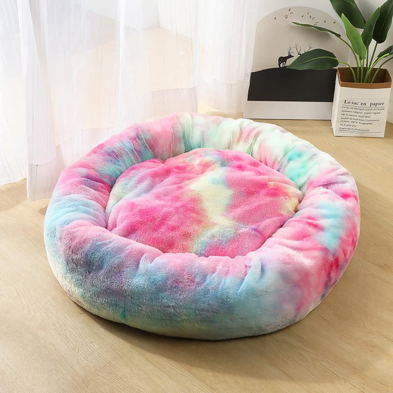 Cozy Round Plush Dog Bed for Small Dogs - Perfect Cat Litter Kennel & Puppy Nest Mat