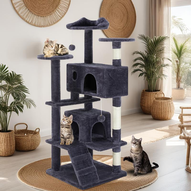 Deluxe 54-Inch Cat Tree Tower - Multi-Level Activity Center with Scratching Posts, Cozy Condo, and Fun Toys for Happy Kittens