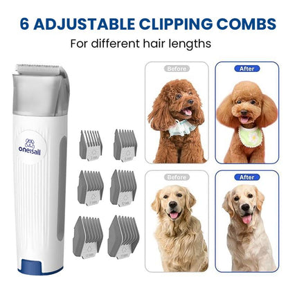 Oneisall 7-in-1 Ultra Silent Pet Grooming Kit & Vacuum - 1.5L Dog Vacuum Brush for Shedding and Grooming