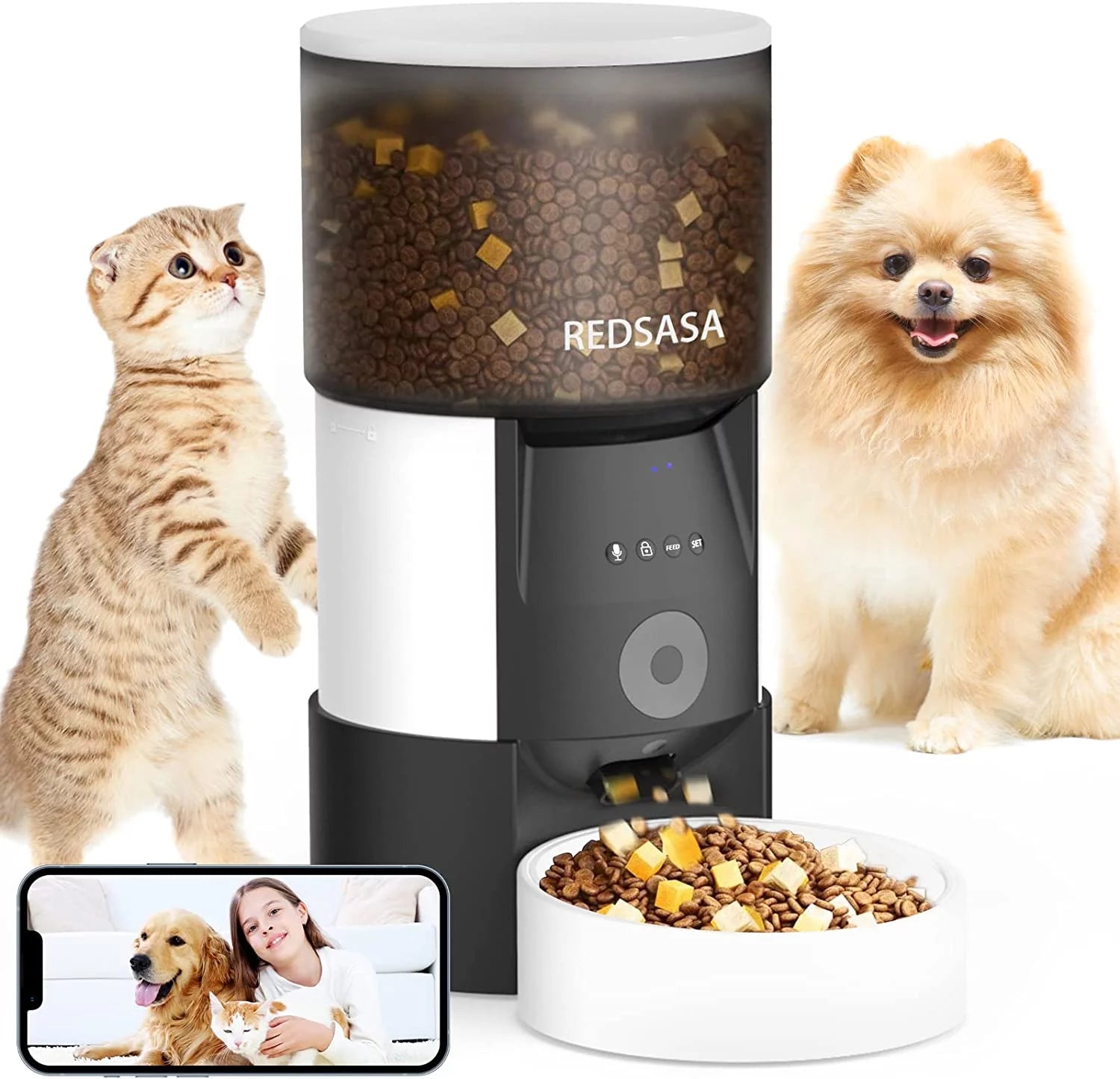 Smart 3L Automatic Pet Feeder with HD Camera & 2-Way Audio - Ideal for Cats & Dogs, Wifi Enabled with Night Vision