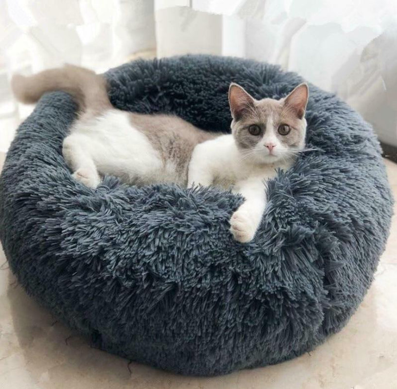 Cozy Round Plush Dog Bed for Small Dogs - Perfect Cat Litter Kennel & Puppy Nest Mat