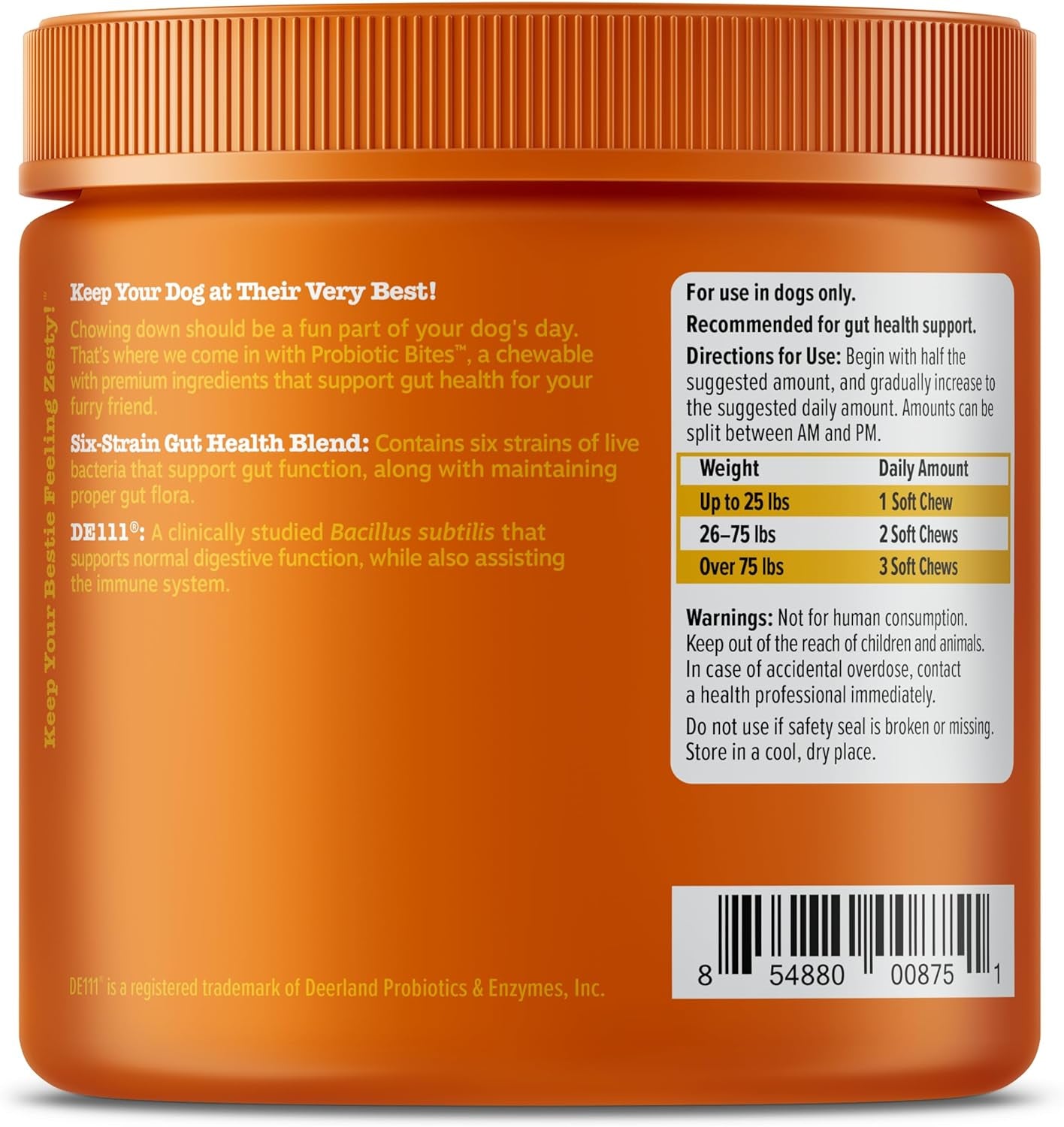 Probiotics for Dogs - Soft Chews with Digestive Enzymes for Optimal Gut Health & Immune Support - Clinically Studied DE111 - Delicious Chicken Flavor