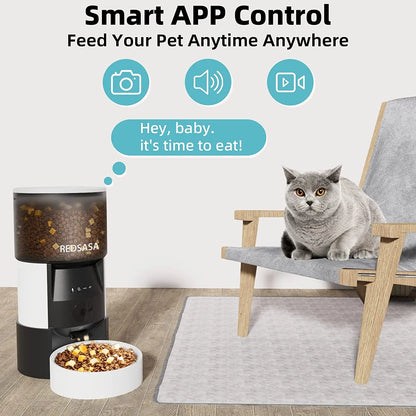 Smart 3L Automatic Pet Feeder with HD Camera & 2-Way Audio - Ideal for Cats & Dogs, Wifi Enabled with Night Vision