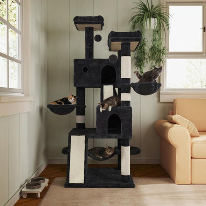 MUTICOR 68" Cat Tree Tower - Ultimate Condo & Scratch Post for Kittens and Big Cats with Plush Toys and Balls