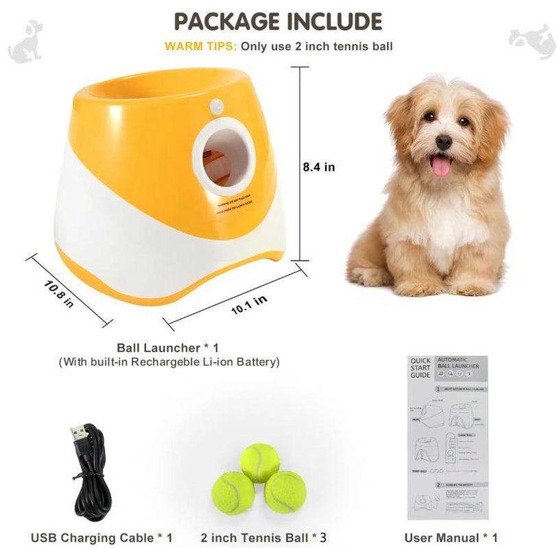 Ultimate Automatic Dog Ball Launcher - Interactive Toy with 3 Launching Distances & 3 Mini Tennis Balls for Small & Medium Dogs - Perfect for Indoor & Outdoor Fun!