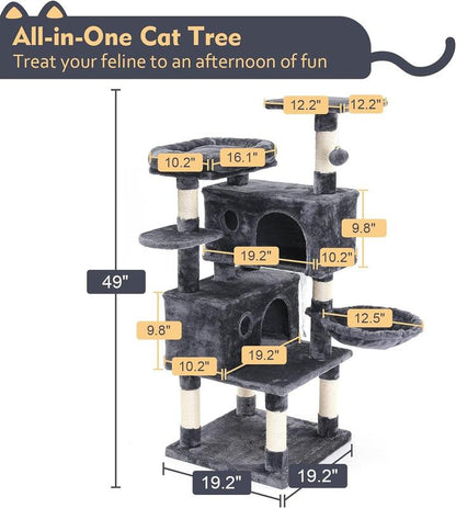 Deluxe 54-Inch Cat Tree Tower - Multi-Level Activity Center with Scratching Posts, Cozy Condo, and Fun Toys for Happy Kittens