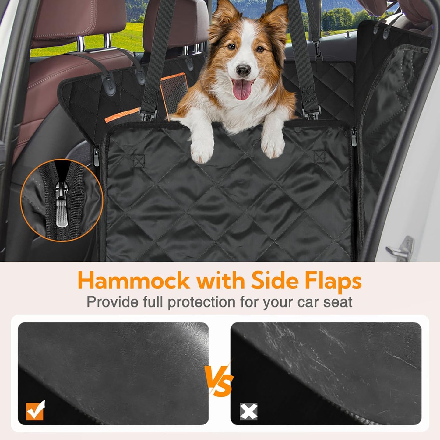 Premium Waterproof Dog Car Seat Cover - Heavy Duty Hammock with Mesh Window & Non-Slip Protection for Cars, Trucks, and SUVs