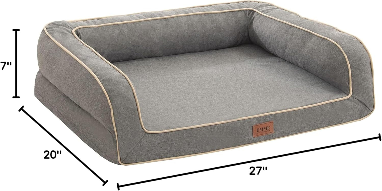 Deluxe Orthopedic Dog Sofa Bed with Egg Foam Mattress & Washable Linen Cover - Perfect for Small, Medium & Large Dogs (Grey, Small)