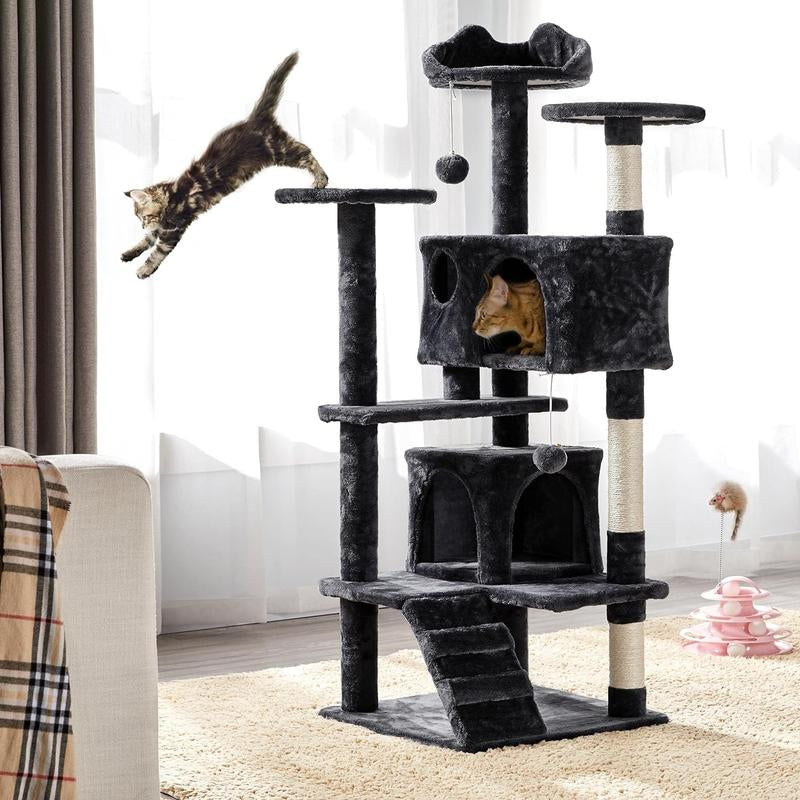 Deluxe 54-Inch Cat Tree Tower - Multi-Level Activity Center with Scratching Posts, Cozy Condo, and Fun Toys for Happy Kittens