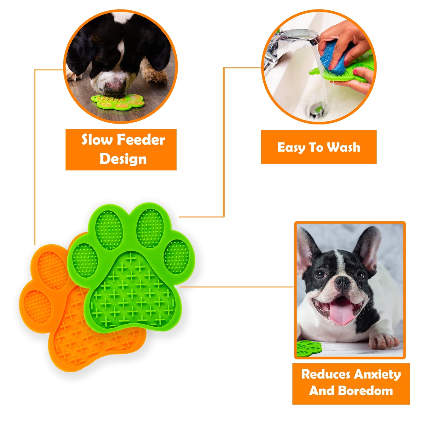 WINYPET 2PCS Large Lick Mat for Dogs - Durable Suction for Grooming, Playtime & Healthy Treats - Calms Anxiety & Promotes Slow Feeding