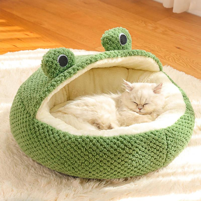 Adorable Frog Plush Pet Bed - Cozy Nest for Dogs & Cats of All Sizes