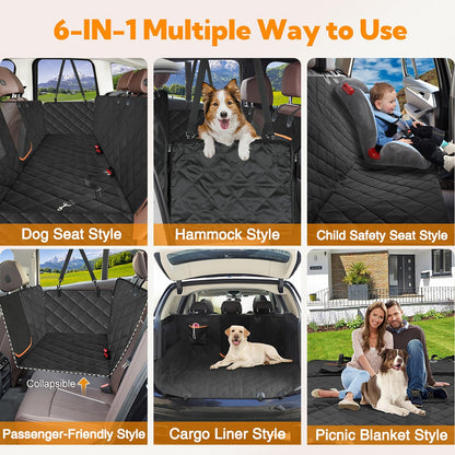 Premium Waterproof Dog Car Seat Cover - Heavy Duty Hammock with Mesh Window & Non-Slip Protection for Cars, Trucks, and SUVs