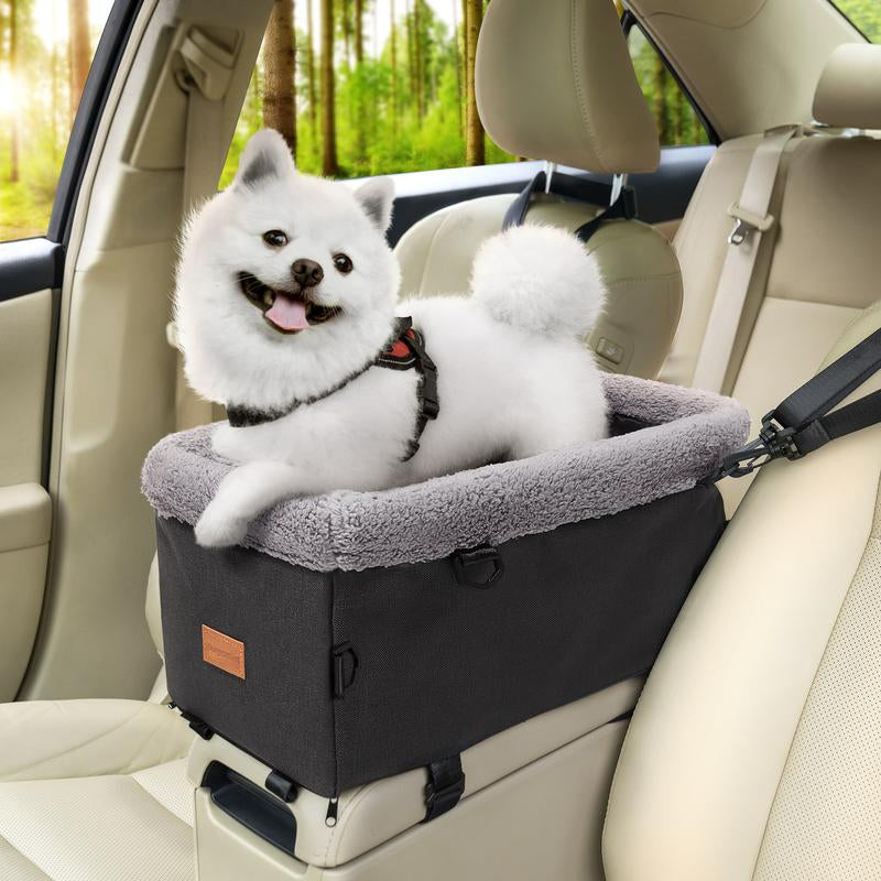 Burgeonnest Premium Dog Car Seat for Small Dogs - Safe & Comfortable Booster Seat with Metal Frame, Washable Cushion, and Double Protection Seat Belts