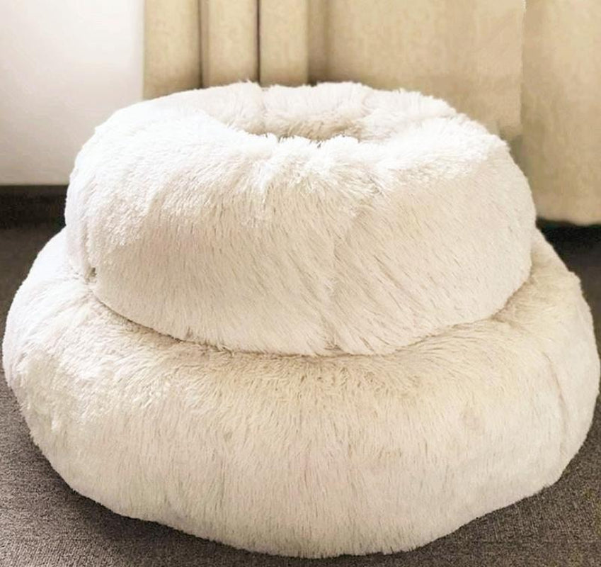 Cozy Round Plush Dog Bed for Small Dogs - Perfect Cat Litter Kennel & Puppy Nest Mat