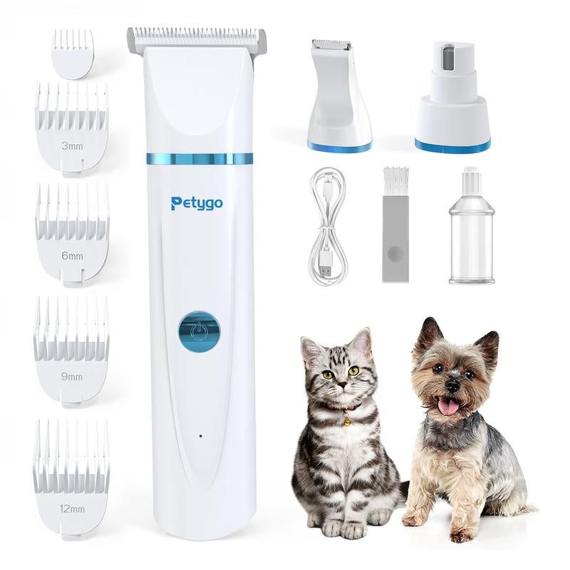 Petygo Ultimate 3-In-1 Dog Grooming Kit - Low-Noise, Rechargeable Clippers with Nail Grinder & Paw Trimmer - Perfect Gift for Pet Lovers!