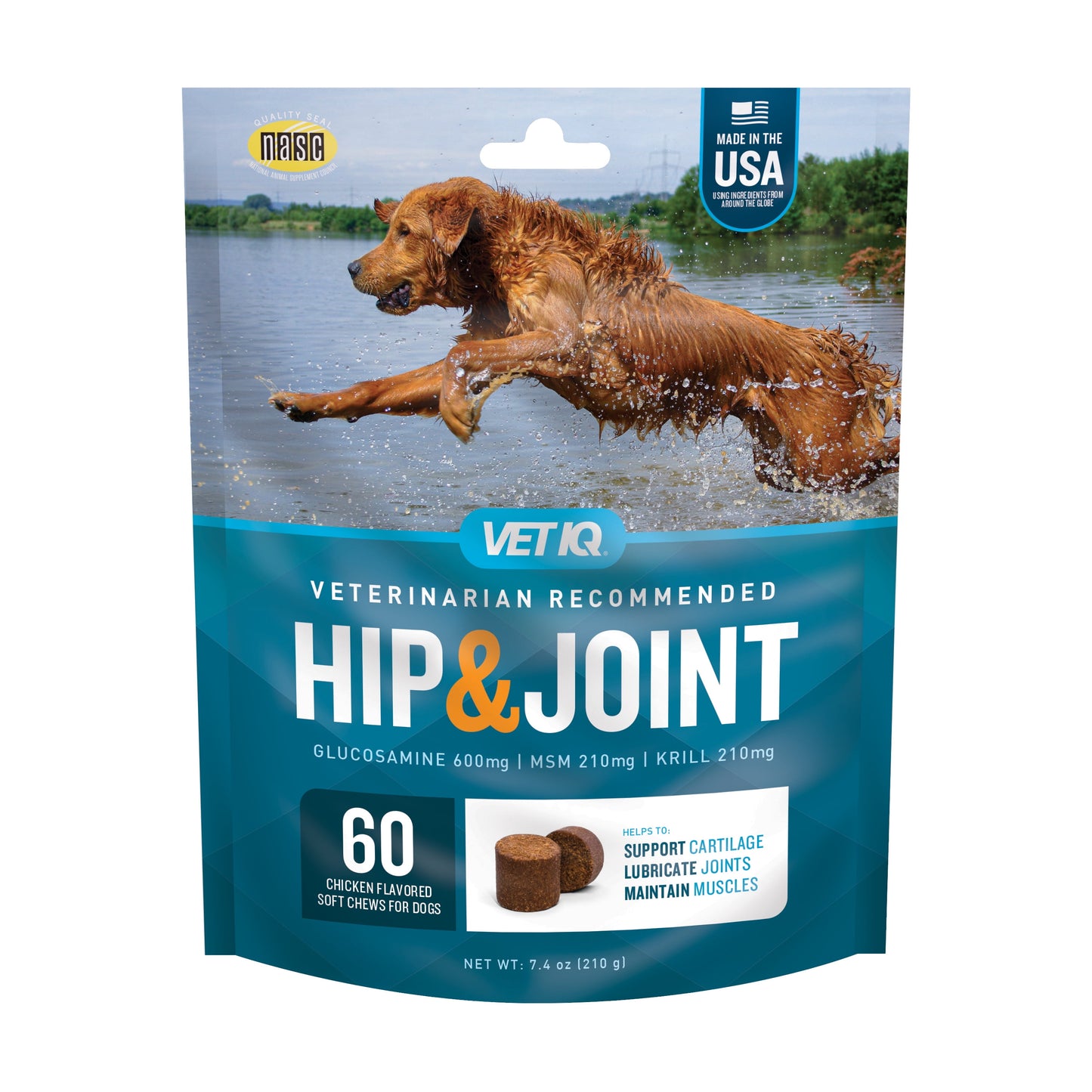 Hip & Joint Support for Dogs - 3 Pack Chicken Flavored Soft Chews, 60 Count, 7.4 Oz