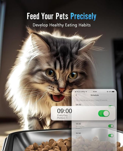 Oneisall Smart Automatic Cat Feeder with 5G WiFi - Perfect for 2 Cats, Dogs & Small Pets, 20 Cups/5L Timed Food Dispenser with APP Control