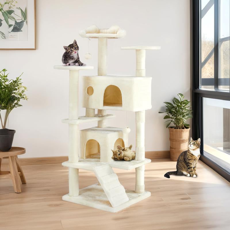 Deluxe 54-Inch Cat Tree Tower - Multi-Level Activity Center with Scratching Posts, Cozy Condo, and Fun Toys for Happy Kittens