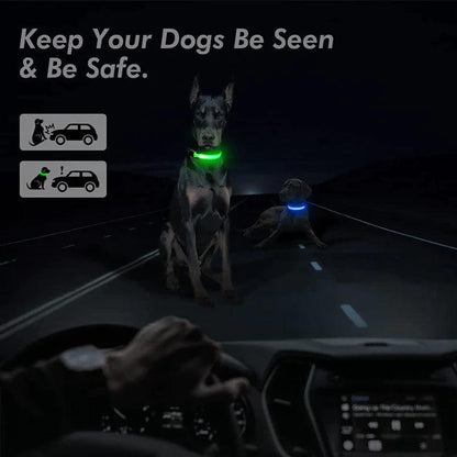 GlowSafe LED Adjustable Dog Collar - Waterproof Blinking Light for Pet Safety