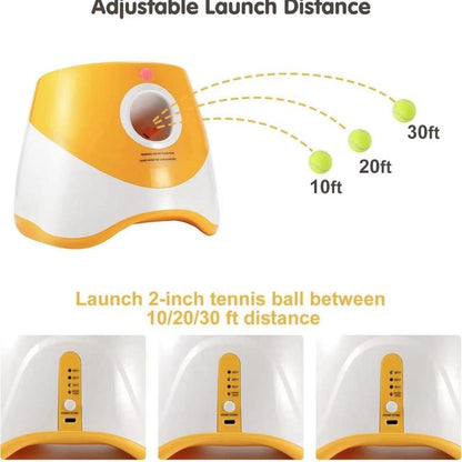 Ultimate Automatic Dog Ball Launcher - Interactive Toy with 3 Launching Distances & 3 Mini Tennis Balls for Small & Medium Dogs - Perfect for Indoor & Outdoor Fun!