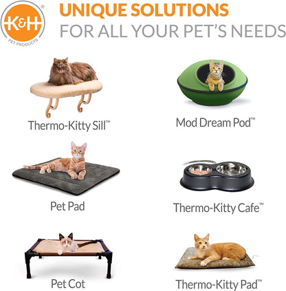 Thermo-Kitty Fashion Splash Heated Cat Bed - Waterproof & Cozy 18" Round Bed for Cats and Small Dogs in Blue