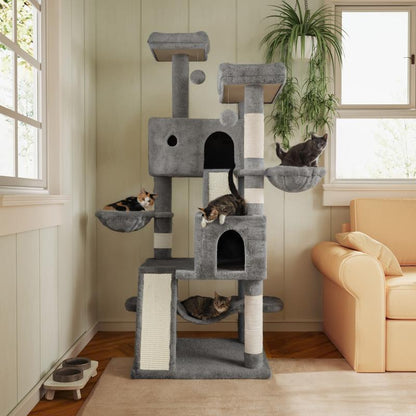 MUTICOR 68" Cat Tree Tower - Ultimate Condo & Scratch Post for Kittens and Big Cats with Plush Toys and Balls