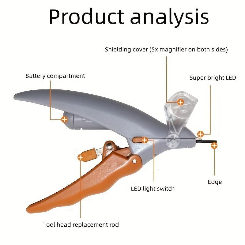 Illuminate Your Pet's Grooming: Portable Nail Clipper with Light for Dogs & Cats - Ultimate Nail Care Tool!