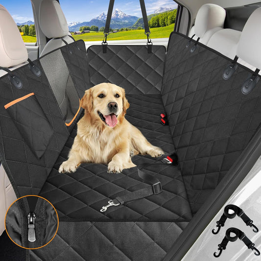 Premium Waterproof Dog Car Seat Cover - Heavy Duty Hammock with Mesh Window & Non-Slip Protection for Cars, Trucks, and SUVs