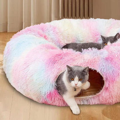 Cozy Full Moon Shaped Pet Bed & Summer Cat Tunnel - Plush Playground for Dogs & Cats, Perfect Holiday Gift!